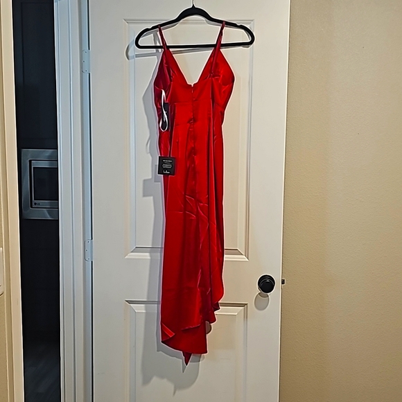 Lulu's red high low satin dress - Picture 2 of 6